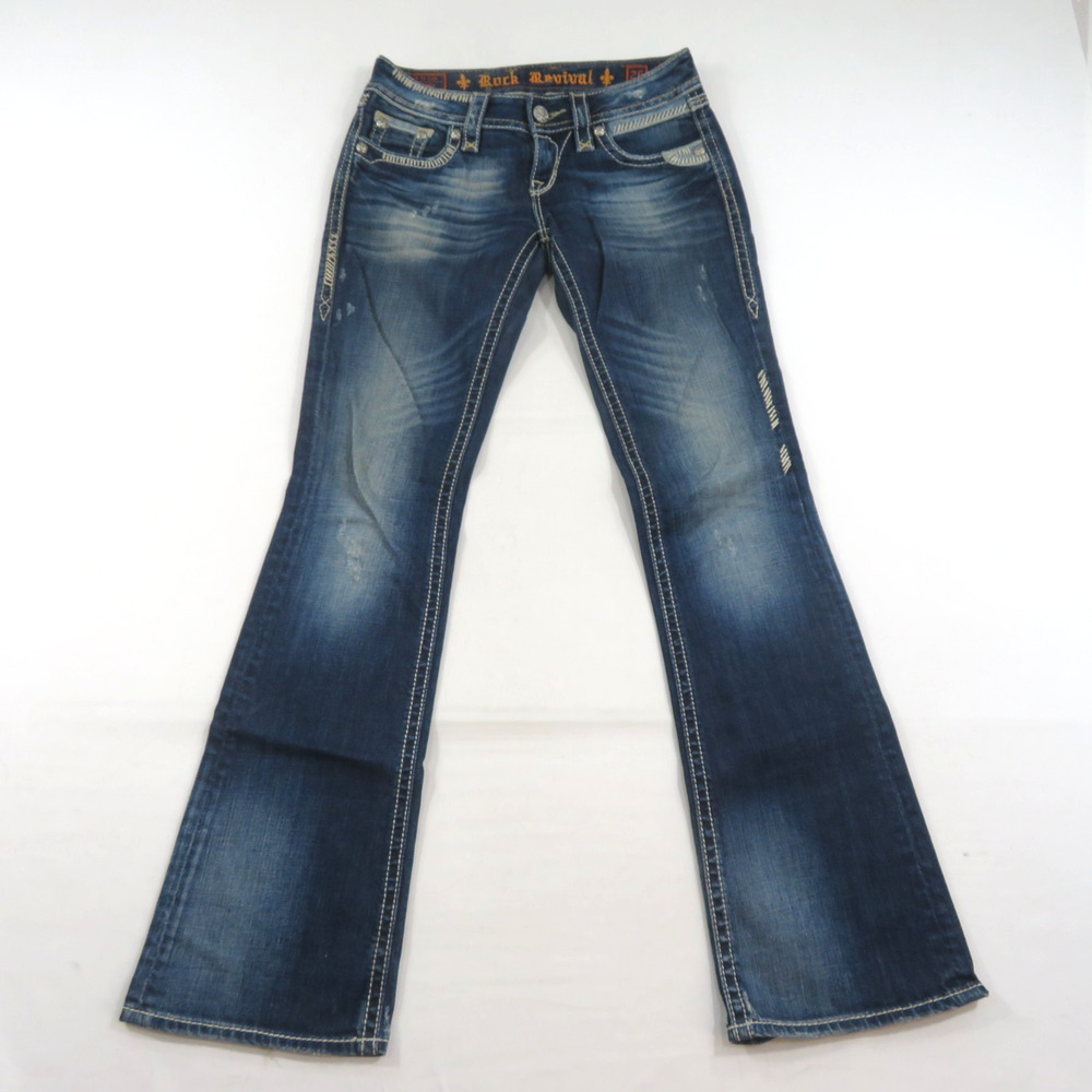Rock Revival Alanis Boot Jeans 26 Measured 28x33 Dark Wash